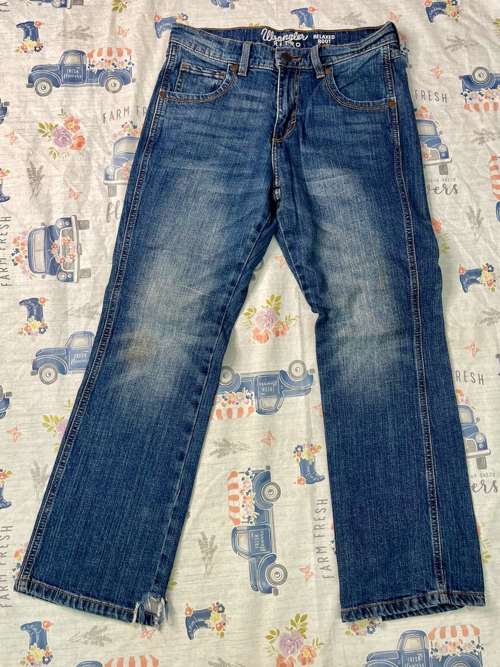 Wrangler Retro Relaxed Boot Jeans Men’s Size 30x30 Dark Wash Distressed
